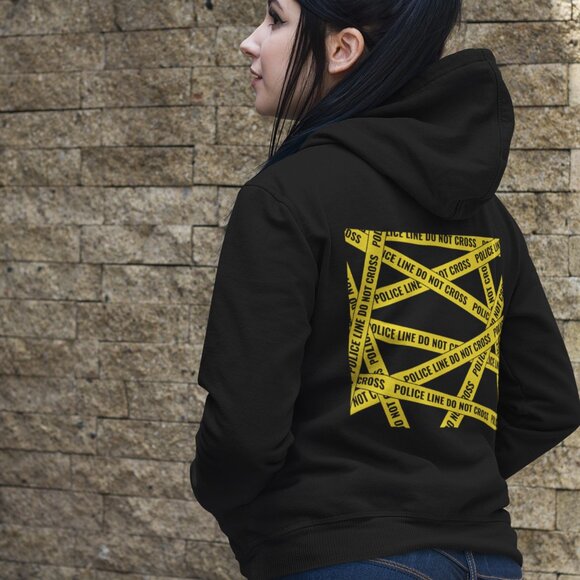Handcrafted True Crime Shows Enthusiast Police Do Not Cross Front Back Hoodie - Picture 2 of 4